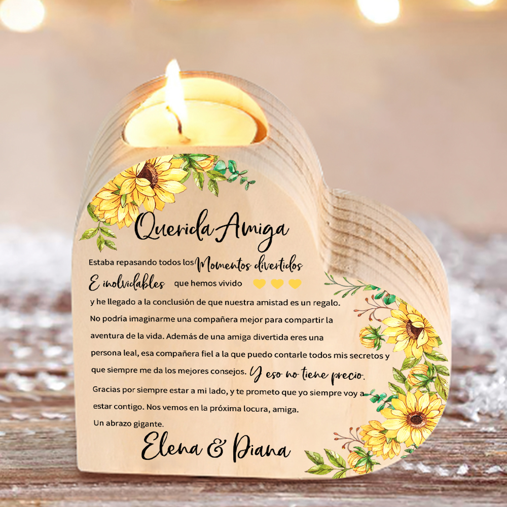 A mi amiga - Candelero de madera sin vela 1 texto personalizado-Jessemade ES