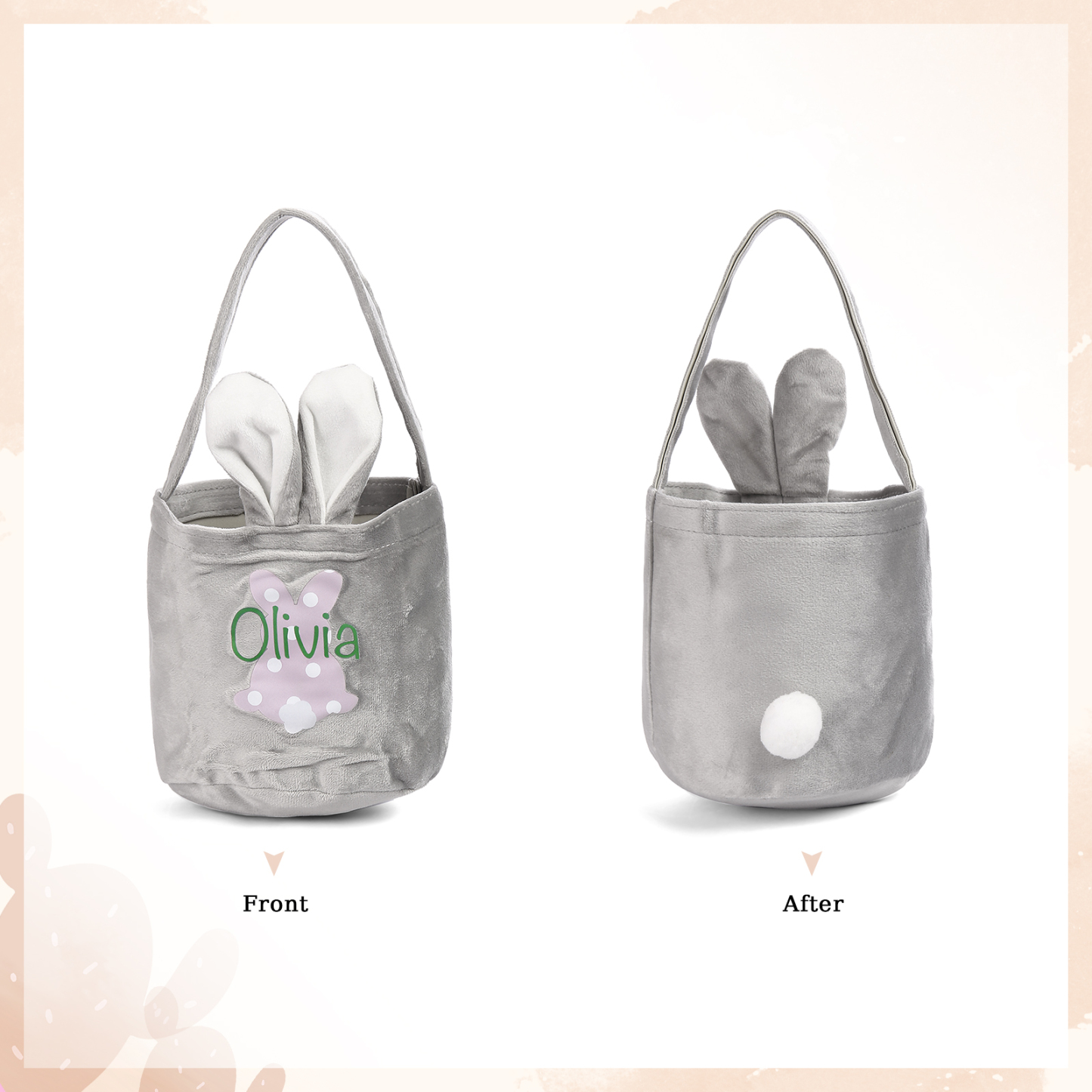 Pascua-Bolsa de conejo con 1 nombre personalizado-Jessemade ES
