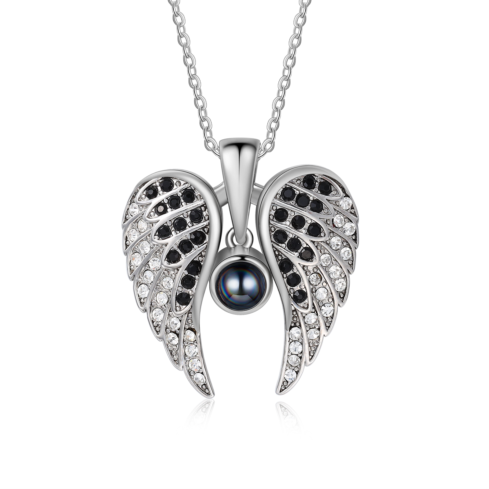 Collar de alas de ángel abiertas personalizado con 1 foto en proyección-Jessemade ES