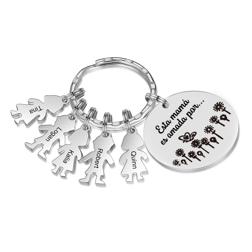 A mi mamá - Llavero con 5 nombres personalizados en "niños"-Jessemade ES
