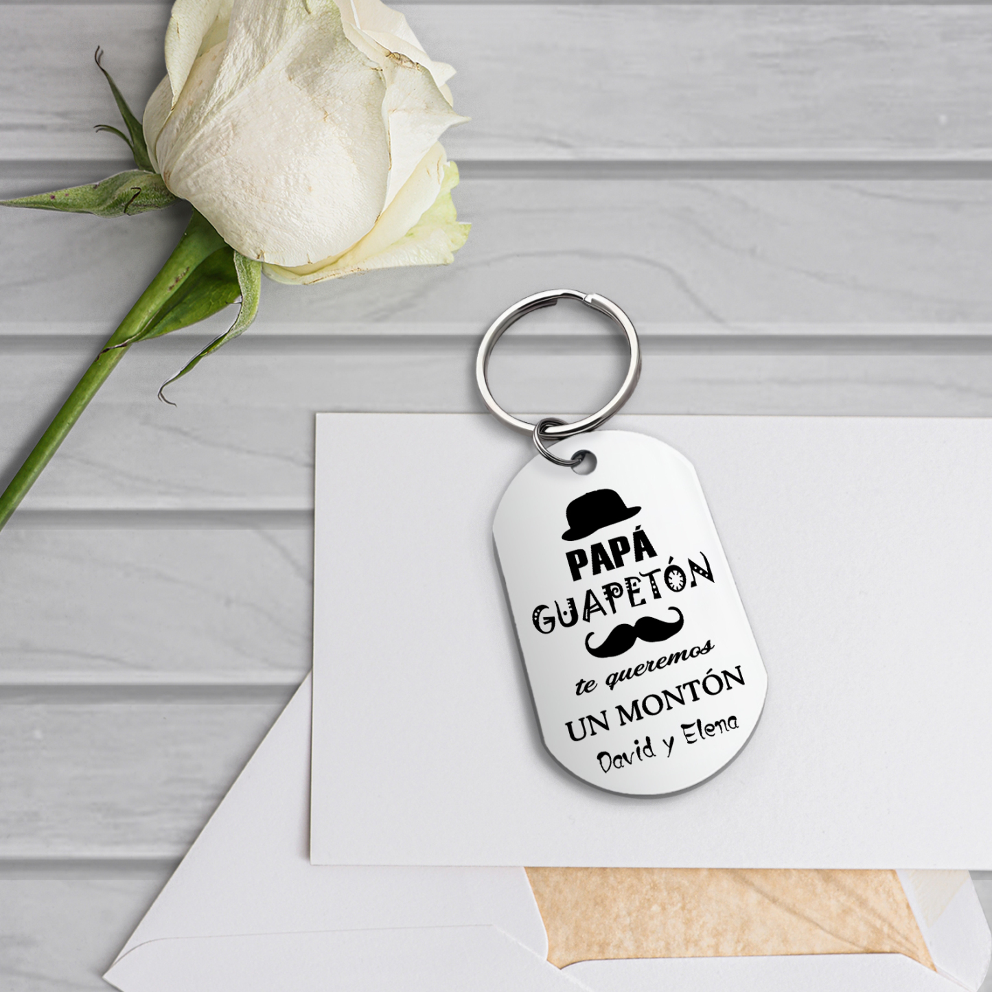 A mi papá-Llavero Personalizado PAPÁ GUAPETÓN 1 Texto-Jessemade ES
