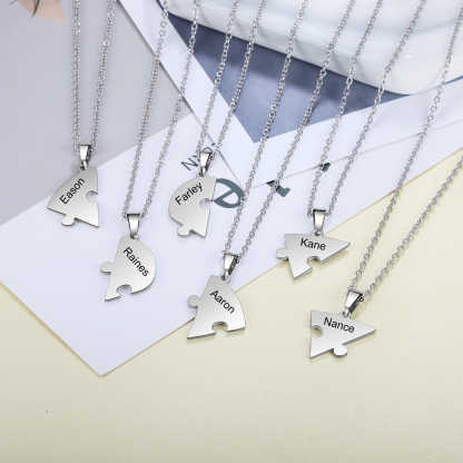 Collares de corazón 6 piezas de rompecabezas 6 nombres personalizados-Jessemade ES