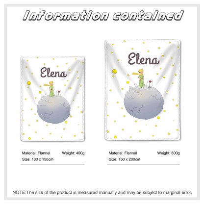 Manta de buen calidad con Príncipe y su rosa y personalizada con 1 nombre-Jessemade ES