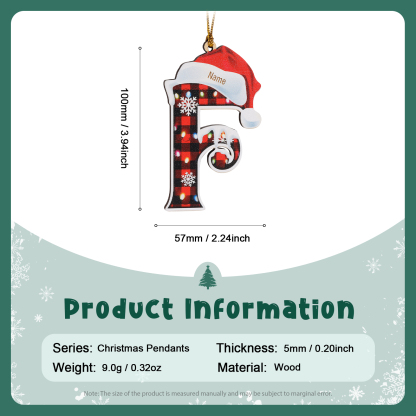 Navidad-Ornamentos Navideños de Madera Letra 1 Nombre Personalizado