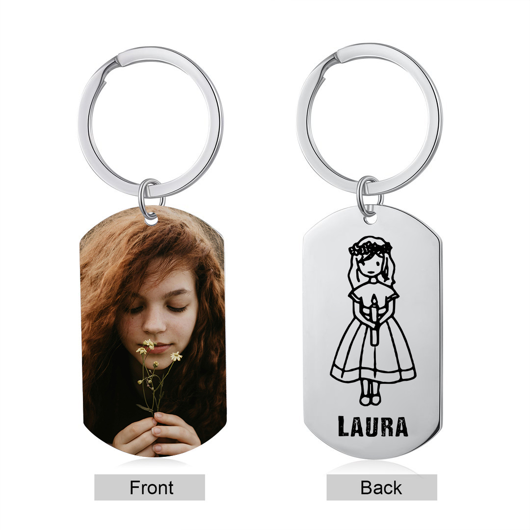 Comunión-Llavero con icono de comunión 1 foto y 1 nombre personalizados-Jessemade ES