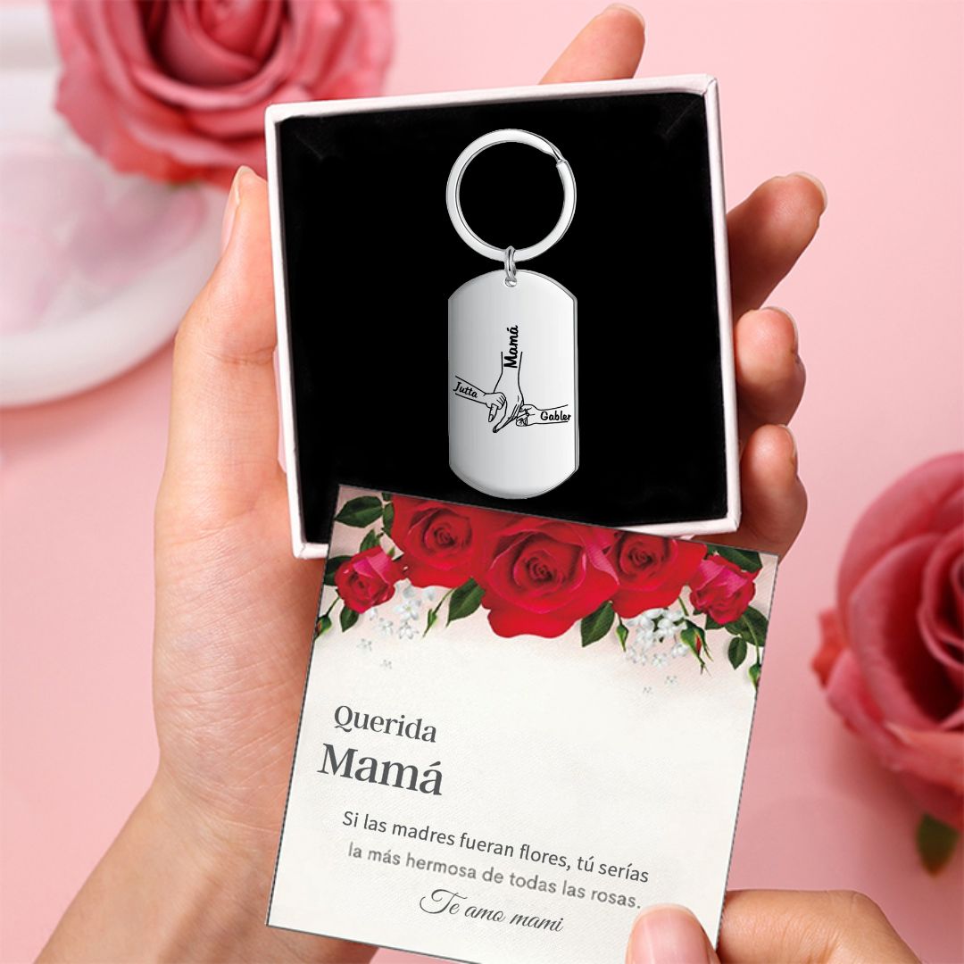 A mi mamá-Llavero 1-5 Nombres Personalizados MANOS COGIDAS-Jessemade ES