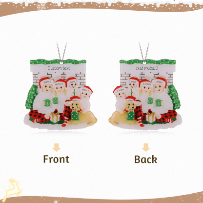 Navidad-Muñecos Ornamentos Navideños Familia con Perro 5 Nombres y Texto Personalizados