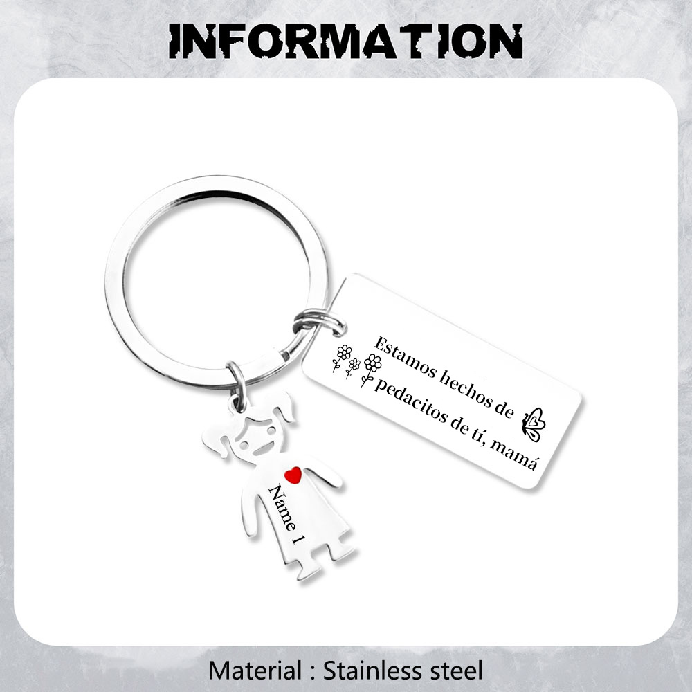 A mi mamá - Llavero 1-6 Nombres Personalizado con Charms de Niños-Jessemade ES