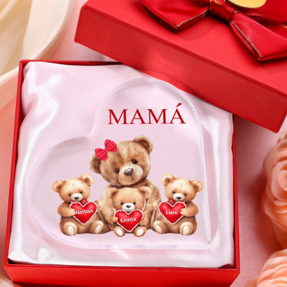 A mi mamá/abuela-Placa de acrílico "Nosotros" en forma de corazón 3 nombres y 1 texto personalizados-Jessemade ES