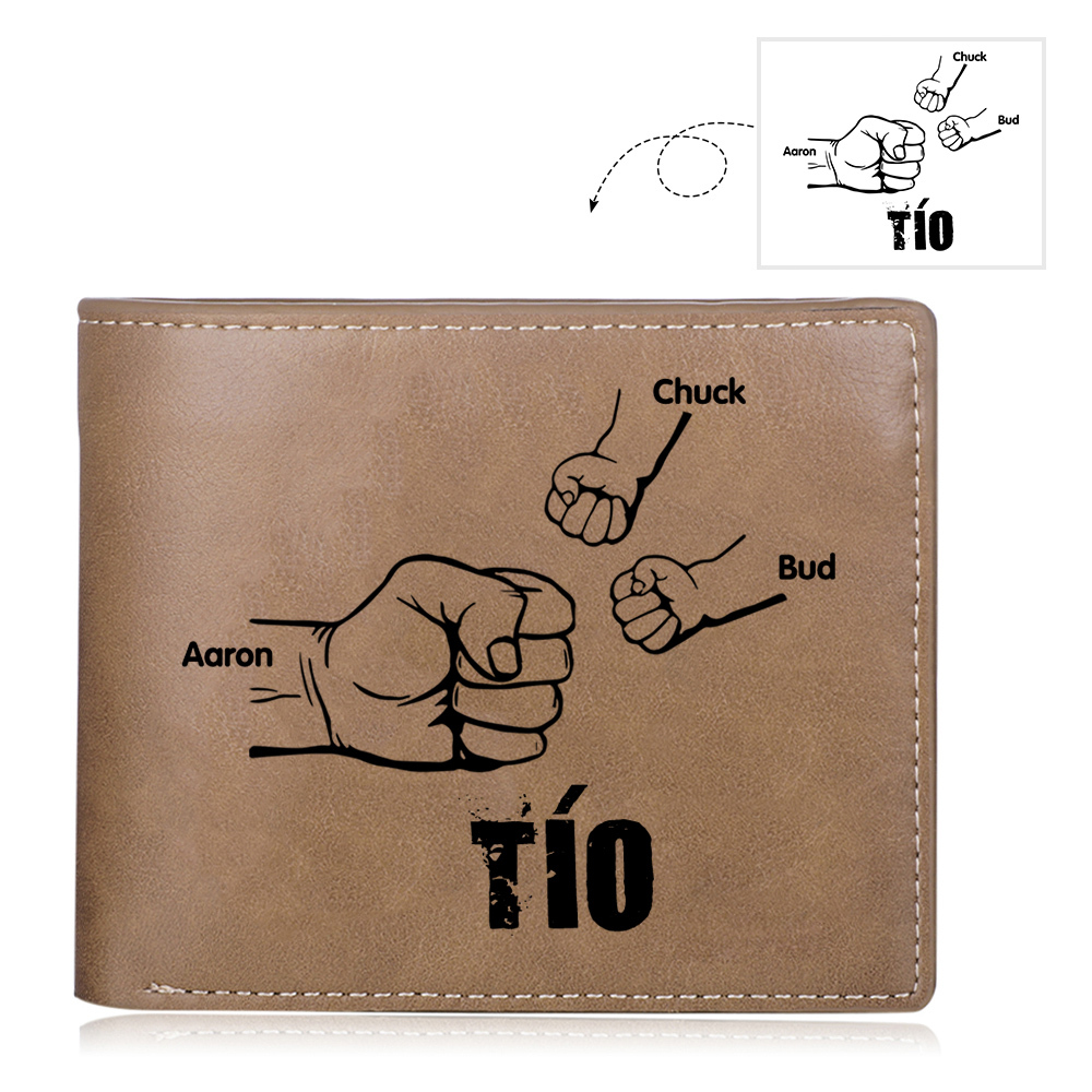 A mi tío-Cartera 2-5 nombres y foto personalizados billetera clásica puño a puño -Jessemade ES
