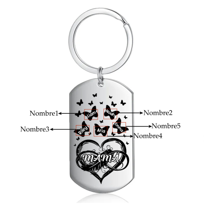 A mi mamá-Llavero 2-6 Nombres Personalizados CORAZÓN Y MARIPOSAS-Jessemade ES