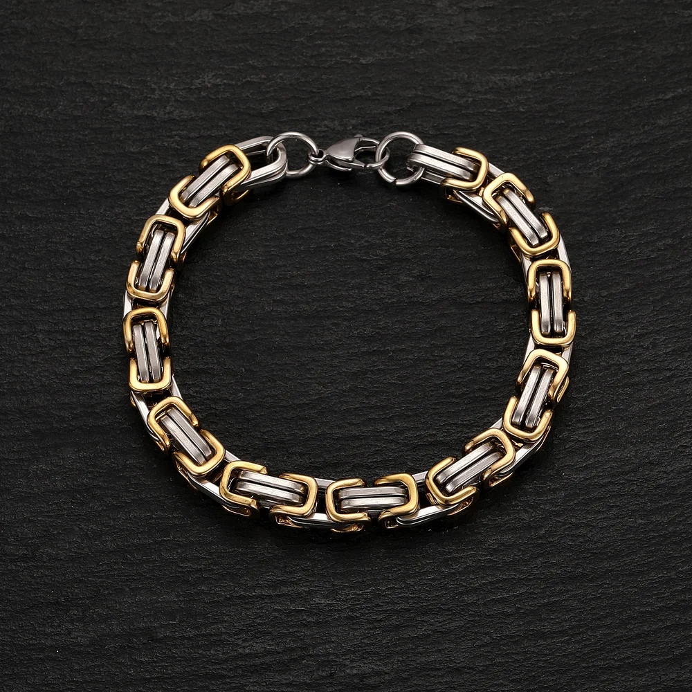 Pulsera de doble cadena cubana de acero inoxidable para hombre