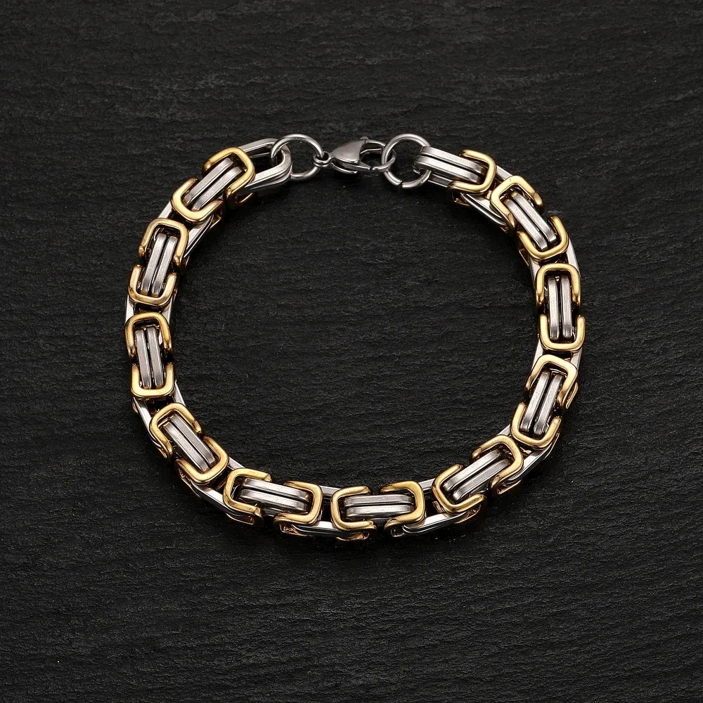 Pulsera de doble cadena cubana de acero inoxidable para hombre