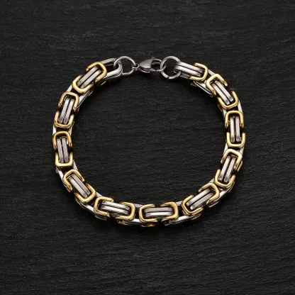 Pulsera de doble cadena cubana de acero inoxidable para hombre