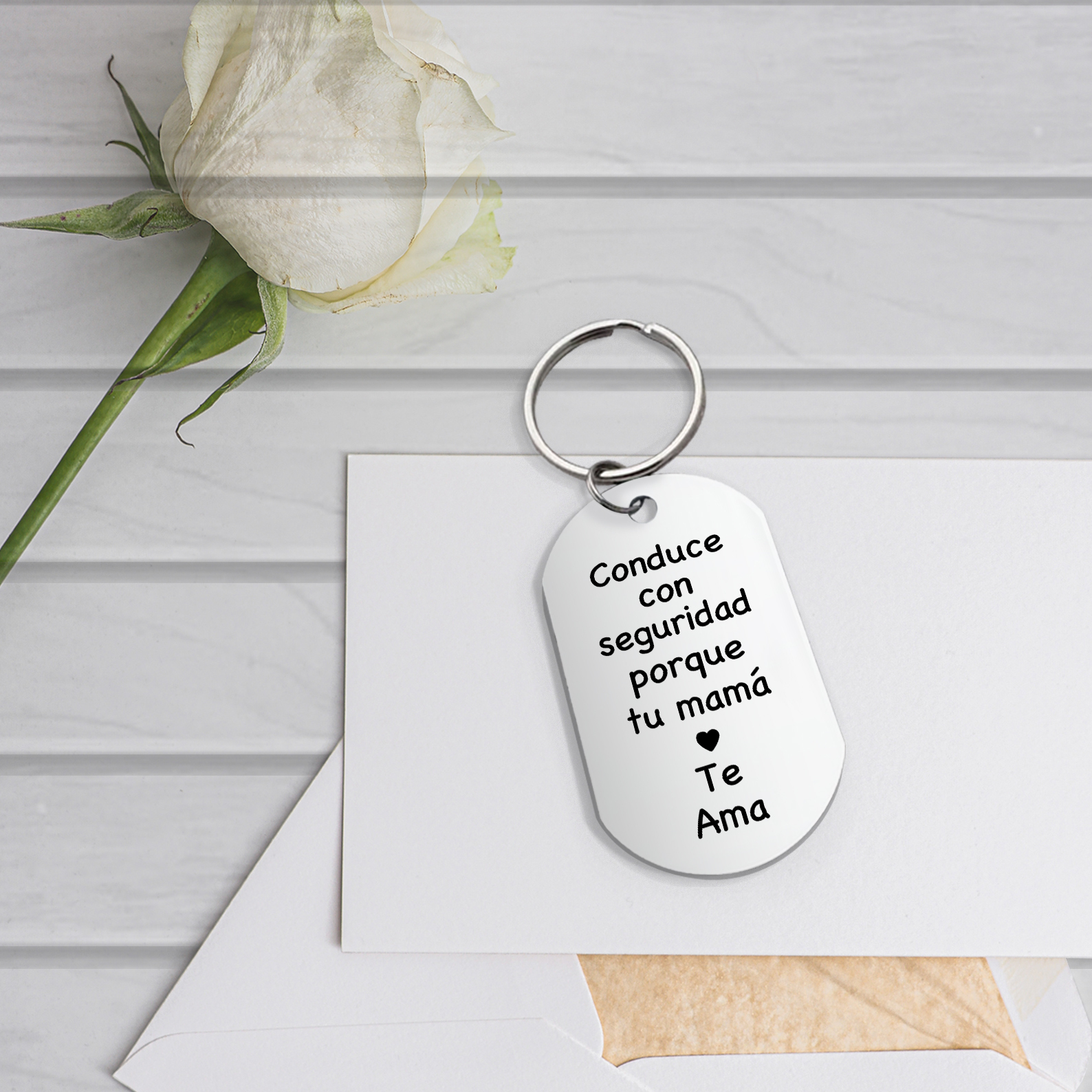 A mi hijo-Llavero de placa "Conduce con seguridad" de padres-Jessemade ES