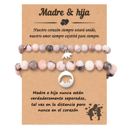 Madre e hija-Unidad de pulseras de corazón con tarjeta amorosa