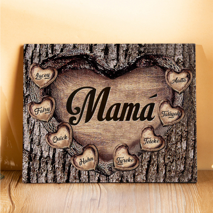 A mi mamá-Lámina marco de madera para mamá personalizado con 8 nombres-Jessemade ES