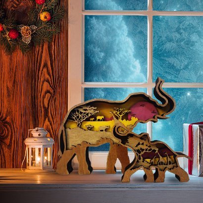 [Copy]Adornos de Madera Animales 2 Tipos (con luz o sin luz）Texto Personalizado en la Parte Trasera