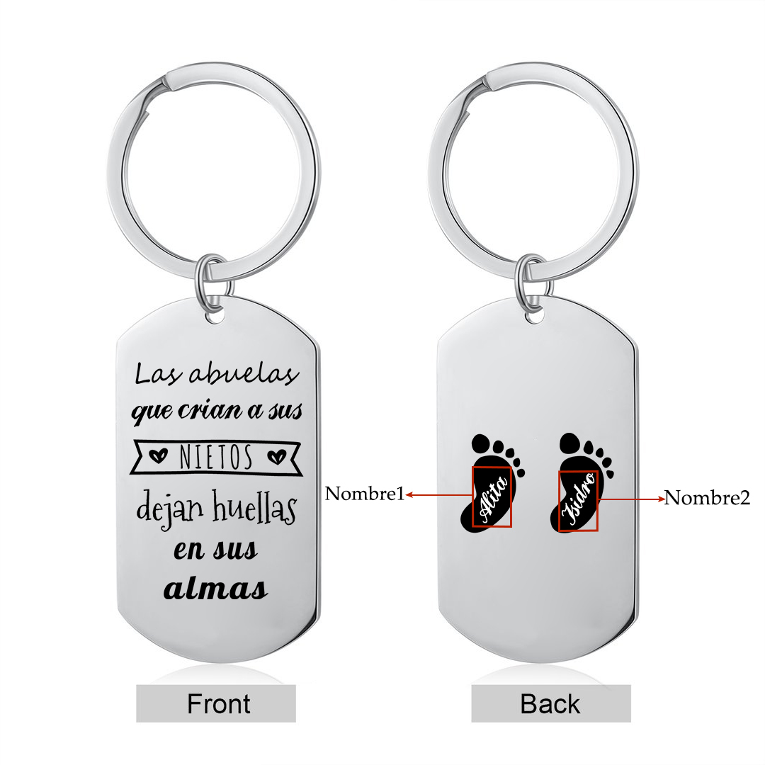 A mi abuela - Llavero 1-5 Nombres Personalizado LAS ABUELAS DEJAN HUELLAS EN NIETOS-Jessemade ES