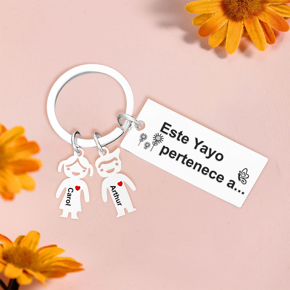 A mi abuelo - Llavero con 1-6 nombres personalizados en "niños" "Este Yayo pertenece a..."-Jessemade ES