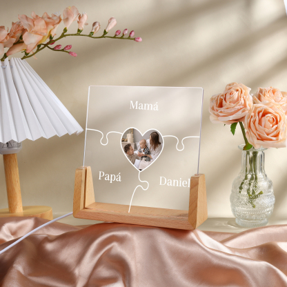 A mi mamá/abuela-Lámpara Personalizada con 2-7 Nombres y Foto "rompecabezas" 3D Ilusión Luz de Noche-Jessemade ES