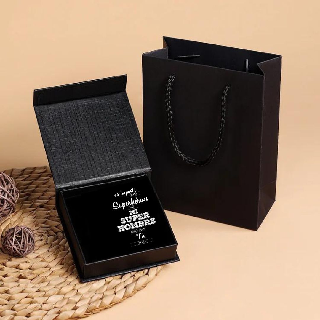 A mi papá-Unidad de llavero y pulsera con caja y tarjeta personalizados con 2 nombres-Jessemade ES
