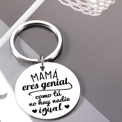 A mi mamá - Llavero de placa redonda "genial mamá" con 1 foto personalizada-Jessemade ES