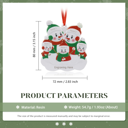 Navidad-Ornamento de resina con muñecos de nieve 5 nombres personalizados con texto adorno de árbol