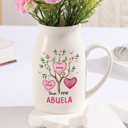 Florero de cerámica árbol de corazones 2-8 nombres personalizados con texto y año decoración del hogar-Jessemade ES
