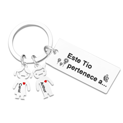 A mi tío - Llavero con 1-6 nombres personalizados en "niños" "Este Tío pertenece a..."-Jessemade ES