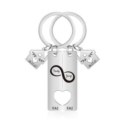 Llavero para pareja infinito 2 nombres, 2 letras personalizados con fecha dije de casa-Jessemade ES