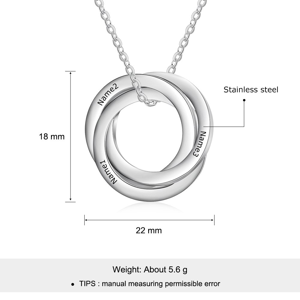 Collar de aros rusos personalizado con 3 nombres-Jessemade ES