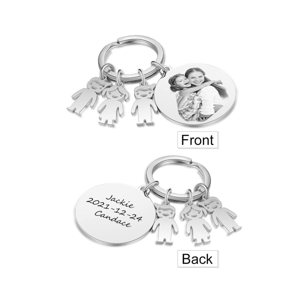 A mi mamá - Llavero 3 Nombres Personalizado Con Charms 3 Niños con Foto y Texto-Jessemade ES