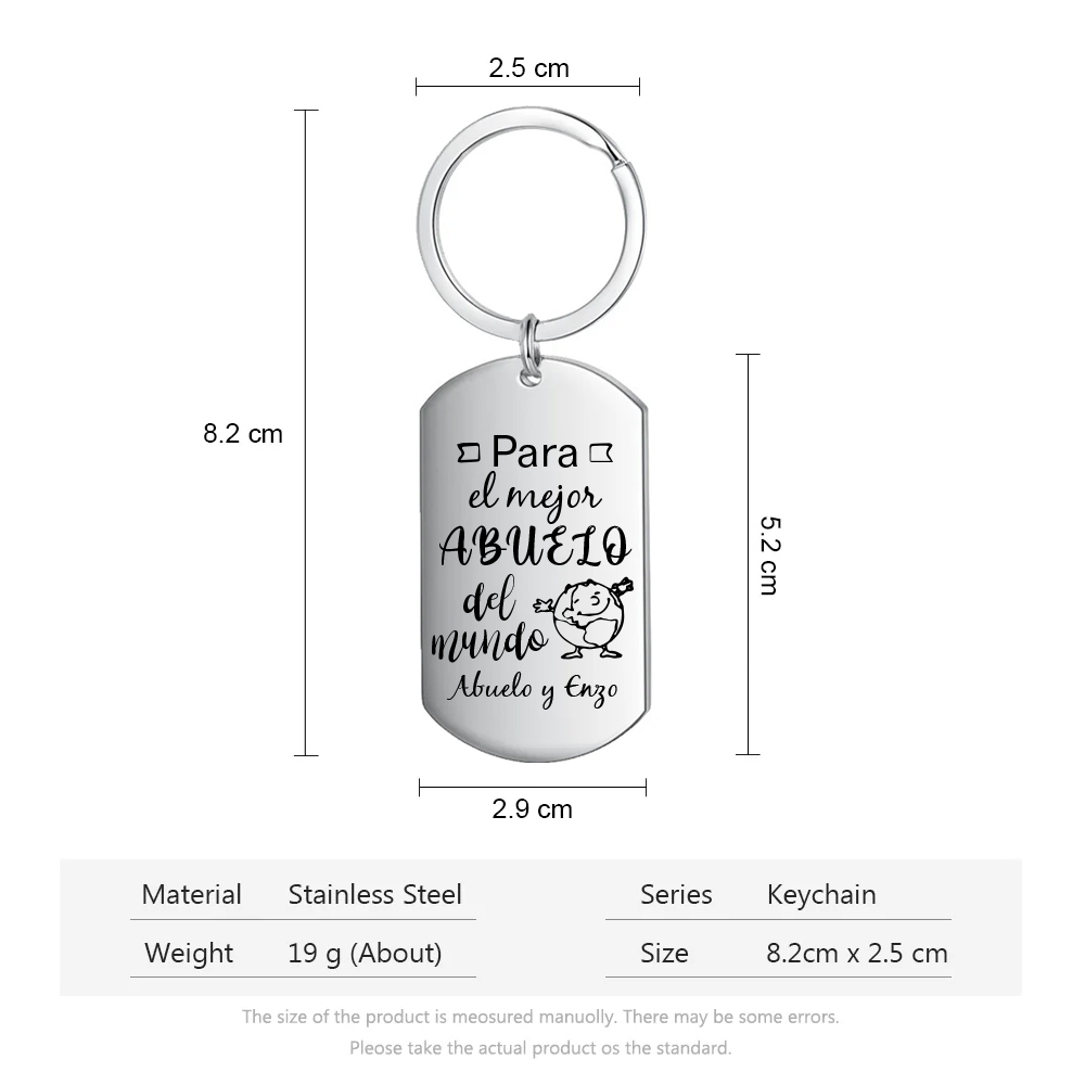 A mi abuelo-Llavero EL MEJOR ABUELO DEL MUNDO personalizado con 1 texto-Jessemade ES