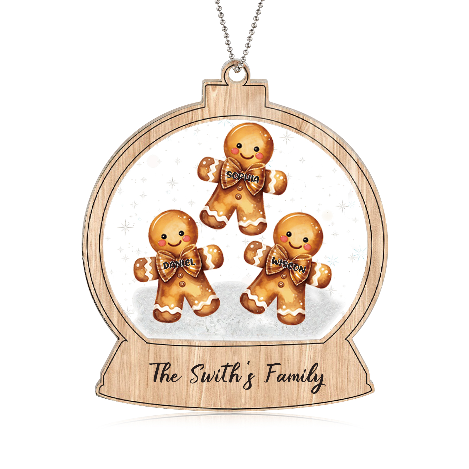 Navidad-Ornamentos Navideños de Acrílico Bola de Cristal 3 Nombres con Texto Personalizados