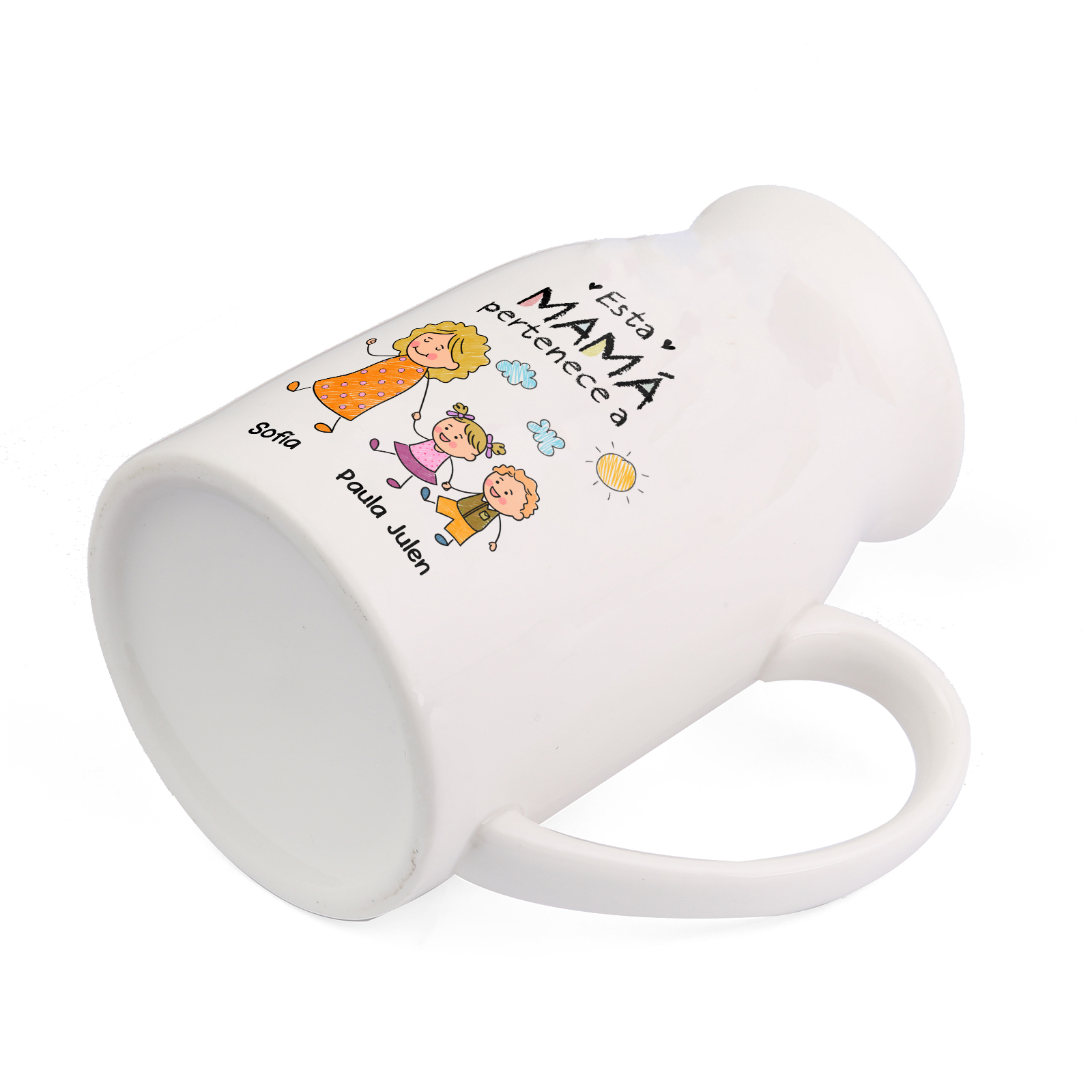 Jarrón de flores de cerámica personalizado diseñado con 1–8 nombres para mamá