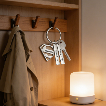 A mi papá - Llavero Superman con 2 nombres personalizados con texto