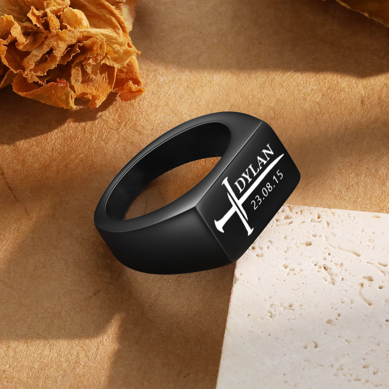 Anillo para hombre personalizado de 1 nombre-Jessemade ES