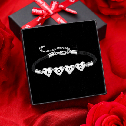 Pulsera de cuerda con dije de corazón 1-4 letras personalizadas-Jessemade ES