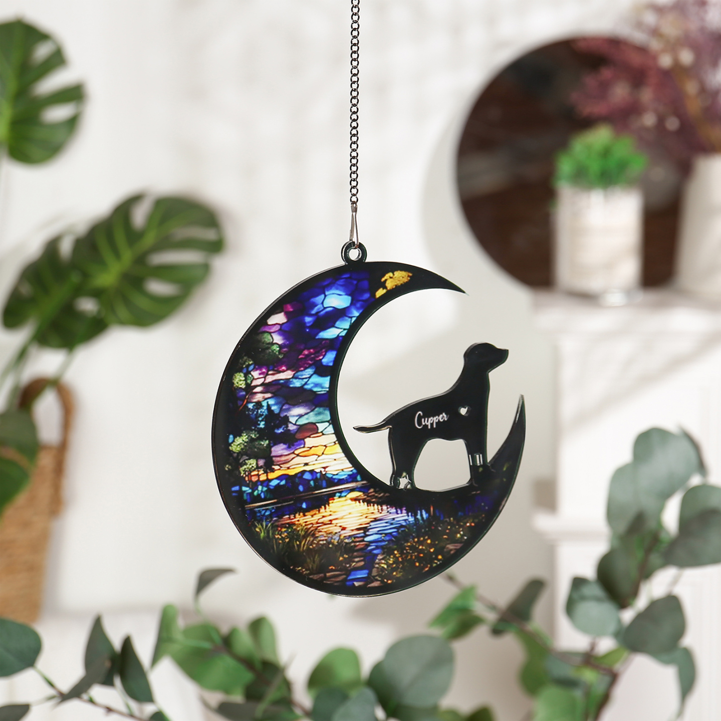 Navidad-Silueta de Perro o Gato Ornamento Navideño 1 nombre personalizado