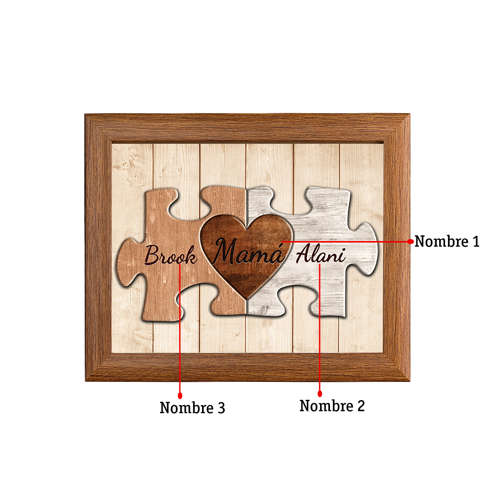A mi mamá-Marco de 3-9 nombres personalizados rompecabezas de madera-Jessemade ES