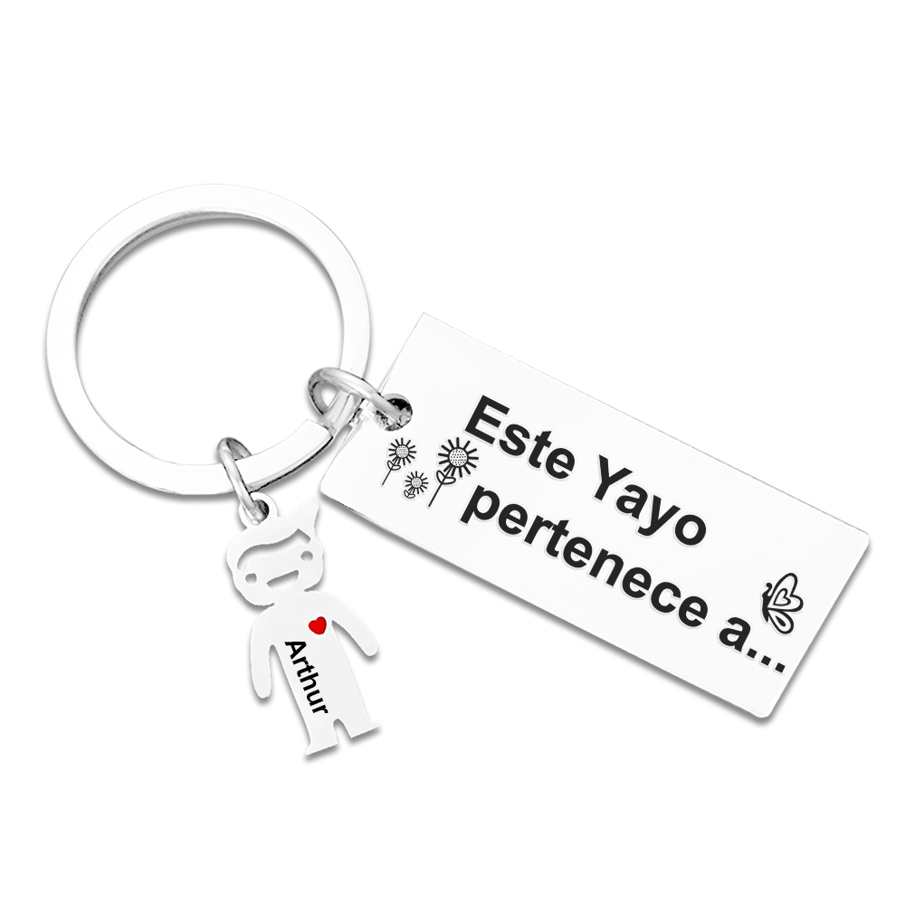 A mi abuelo - Llavero con 1-6 nombres personalizados en "niños" "Este Yayo pertenece a..."-Jessemade ES