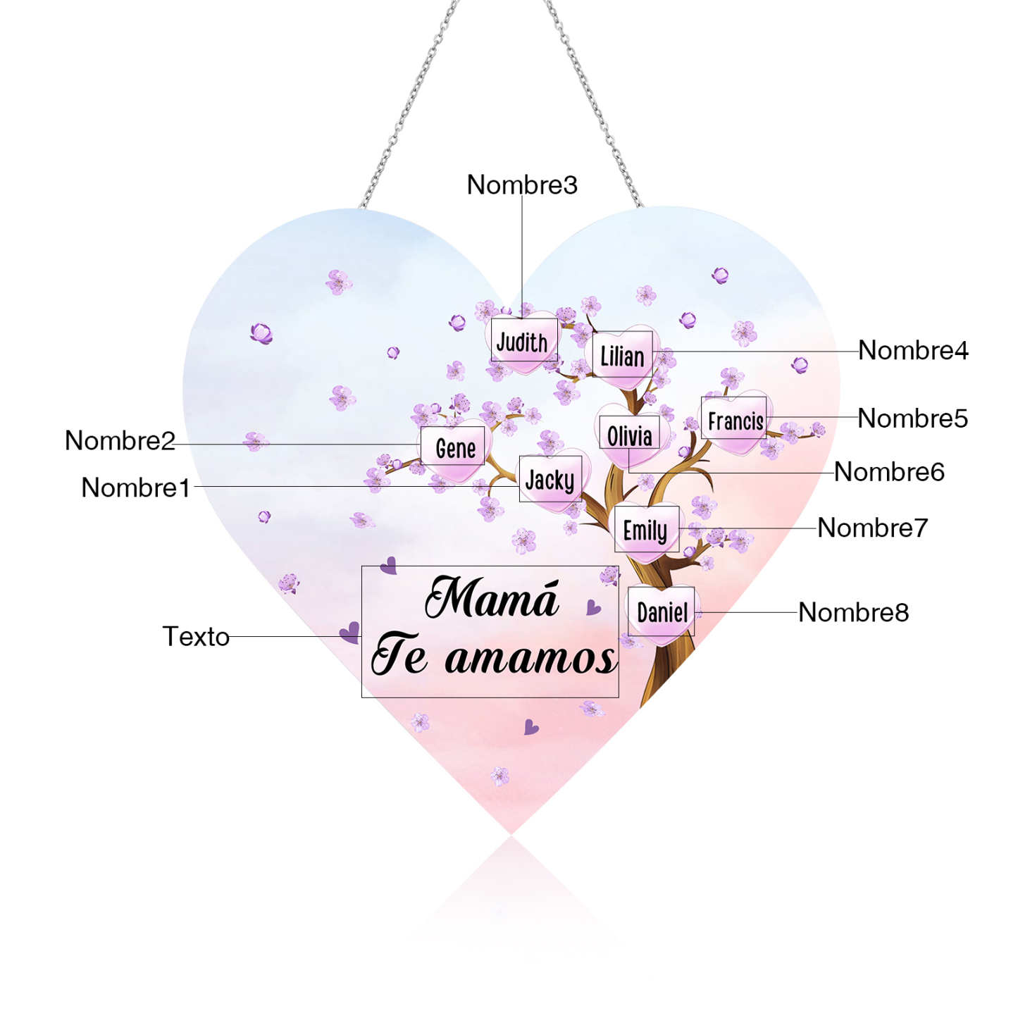 A mi mamá/abuela-Lámpara Colgante Personalizada con 2-8 Nombres y Texto "árbol" 3D Ilusión Luz de Noche-Jessemade ES