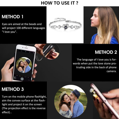 Pulsera con dije de corazón con proyección de foto en color para mujer, Brazalete de proyección-Jessemade ES