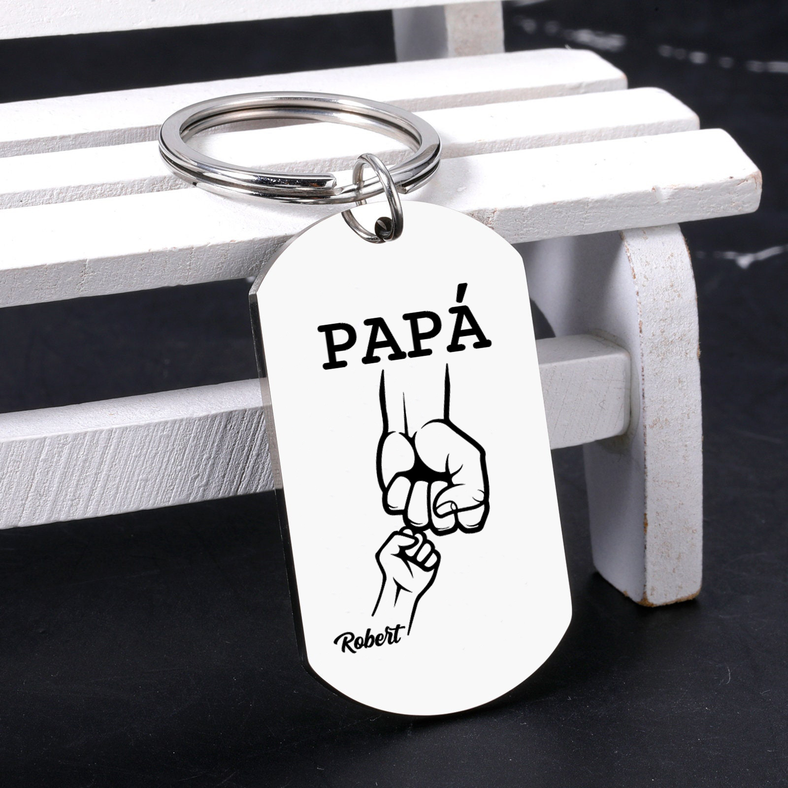 A Mi Papá-Llavero Personalizado Puño con Puño 1 Nombre-Jessemade ES