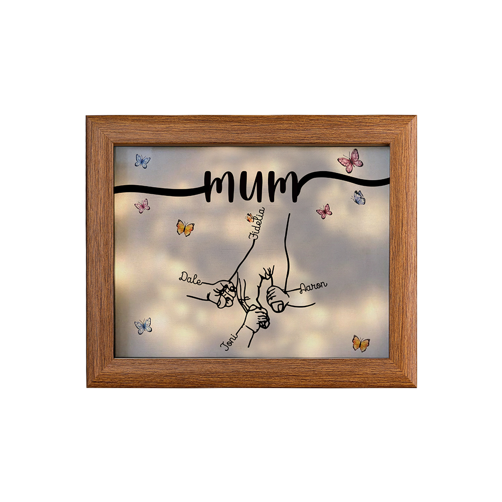 A mi mamá-Marco de 2-7 nombres y 1 texto personalizados de madera-Jessemade ES