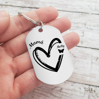 A mi mamá-Llavero 1-6 Nombres Personalizados CORAZÓN Y MARIPOSAS-Jessemade ES