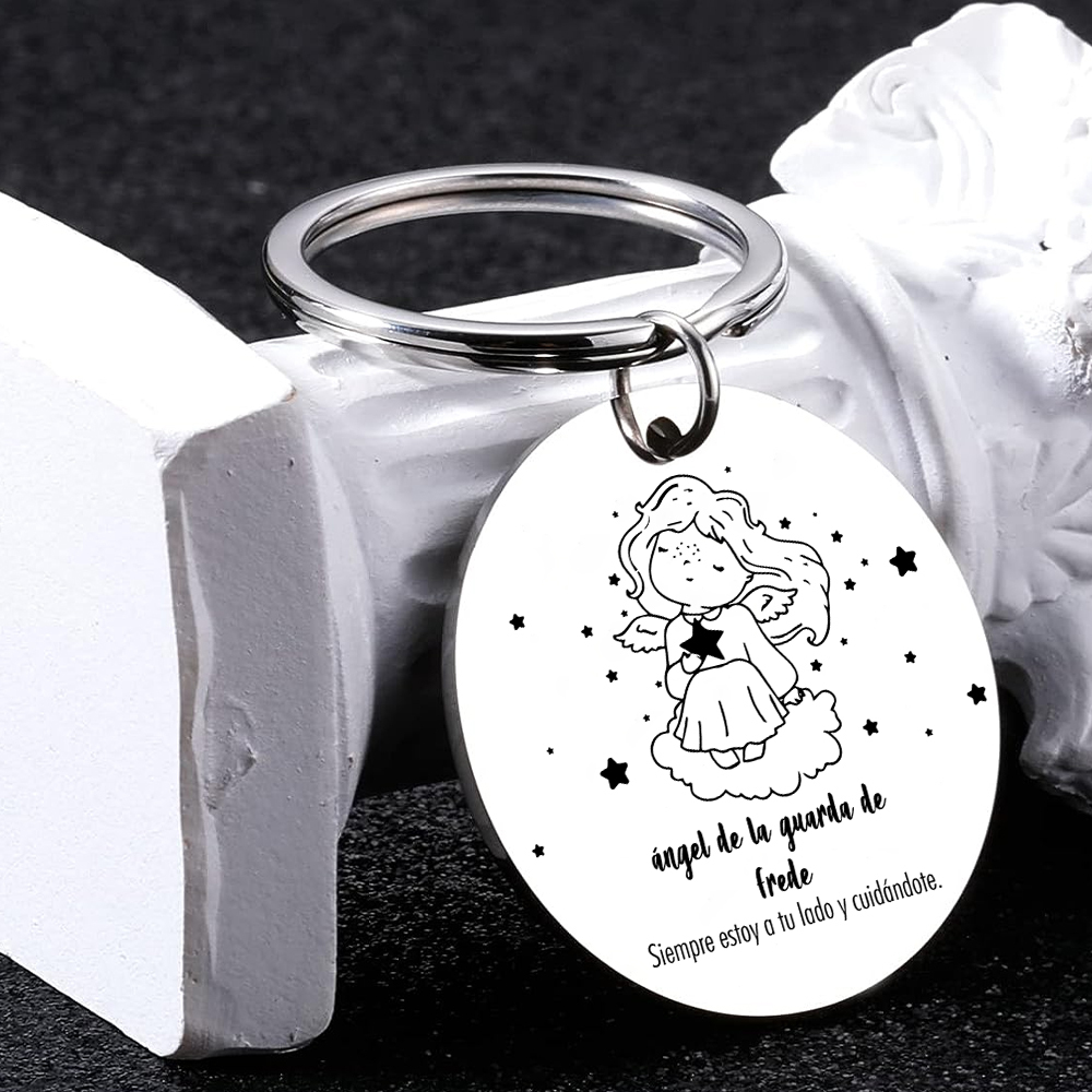 A mi hija-Llavero de placa "ángel de la guarda" 1 nombre y 1 foto personalizados-Jessemade ES