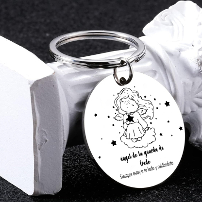 A mi hija-Llavero de placa "ángel de la guarda" 1 nombre y 1 foto personalizados-Jessemade ES