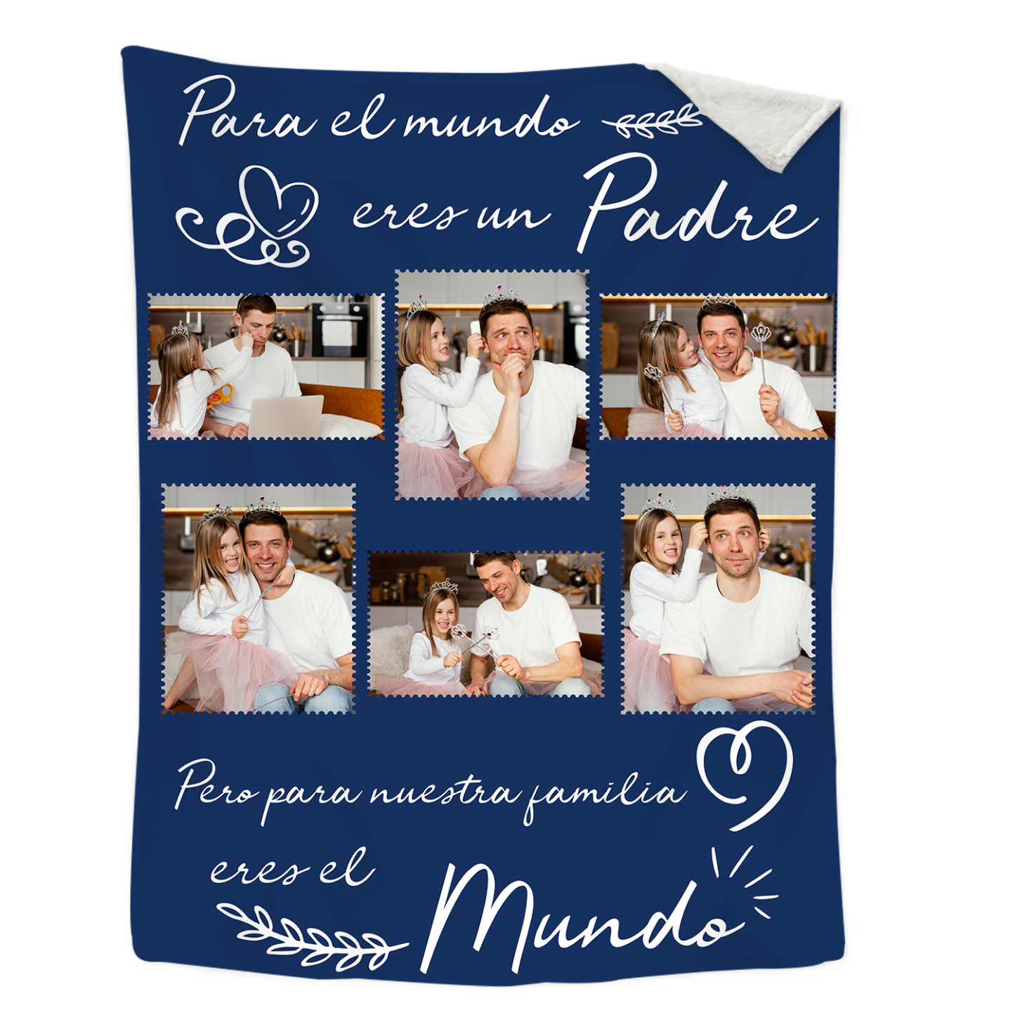 A mi padre-Manta de buen calidad personalizada con 6 fotos-Jessemade ES